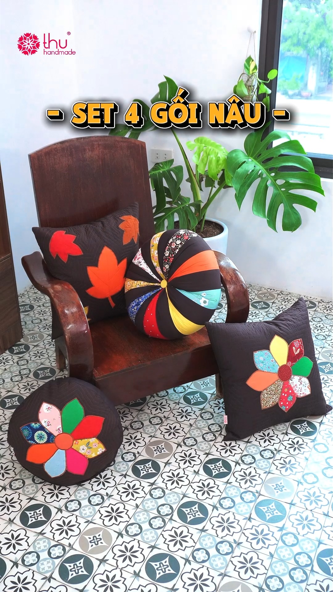 HQQuilt - Handmade Decor Facebook ad: CẢNH BÁO: SET GỐI NÂU DỄ GÂY NGHIỆN!
