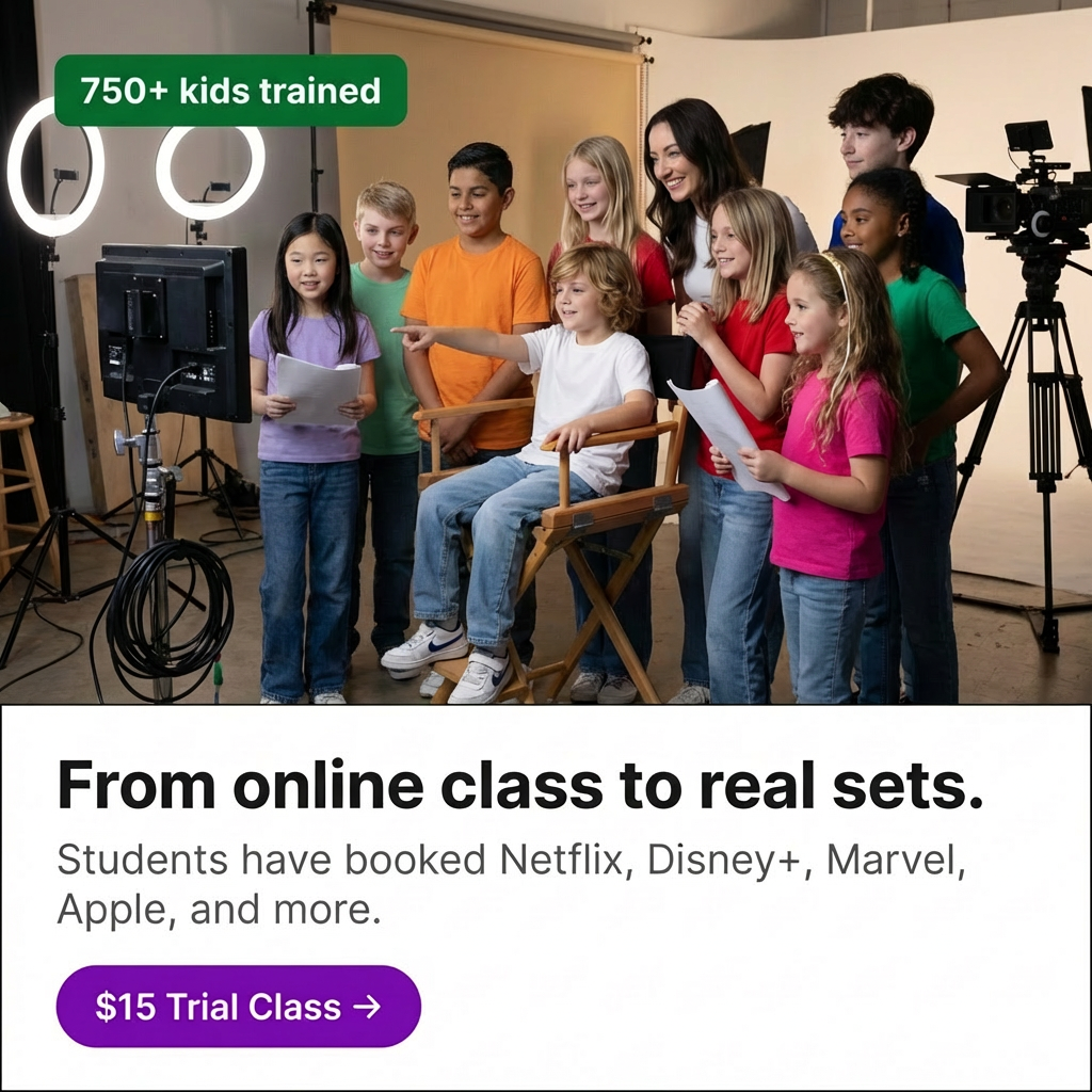Unity Acting School Facebook ad: Online Acting Class - $15!