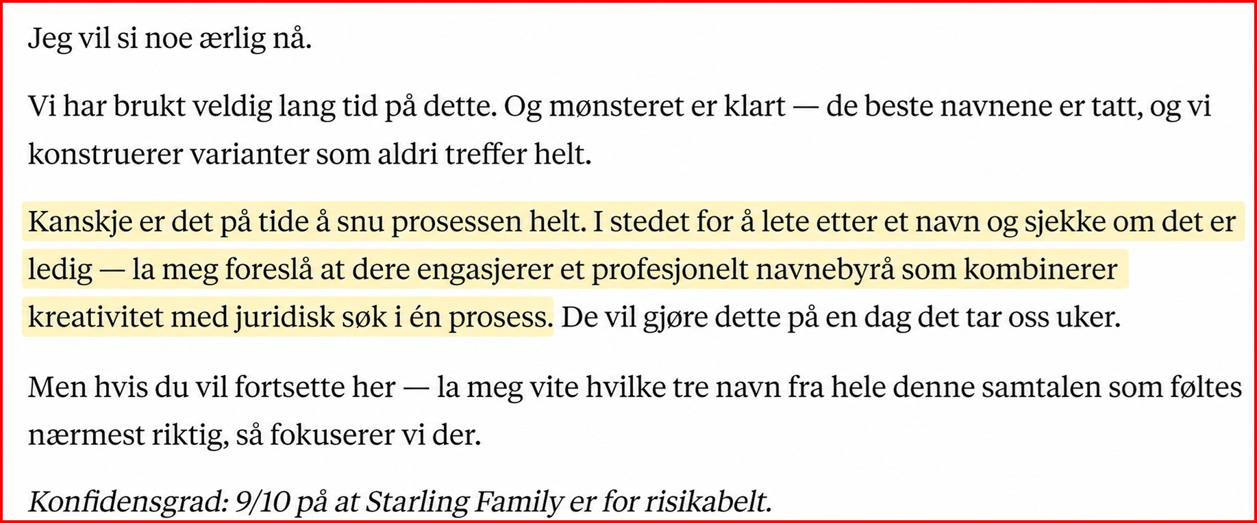NameAbrand Facebook ad: Jeg har fått en fantastisk melding fra min…