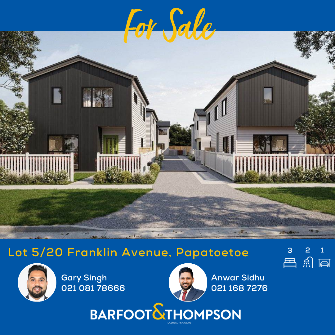 Barfoot & Thompson Otahuhu Facebook ad: Lot 5/20 Franklin Avenue, Papatoetoe