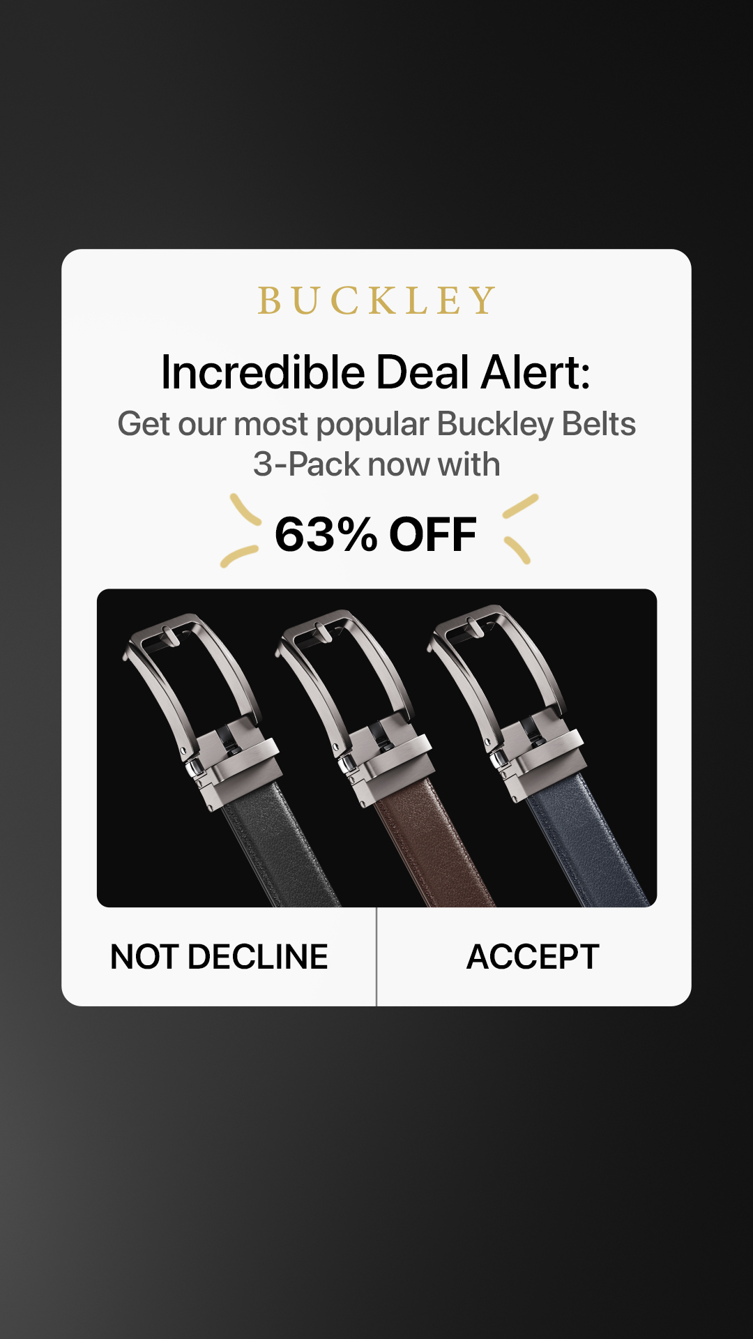 Buckley Belts Facebook ad