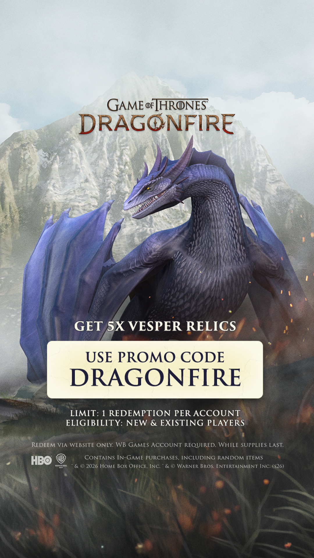 Game of Thrones: Dragonfire Facebook ad