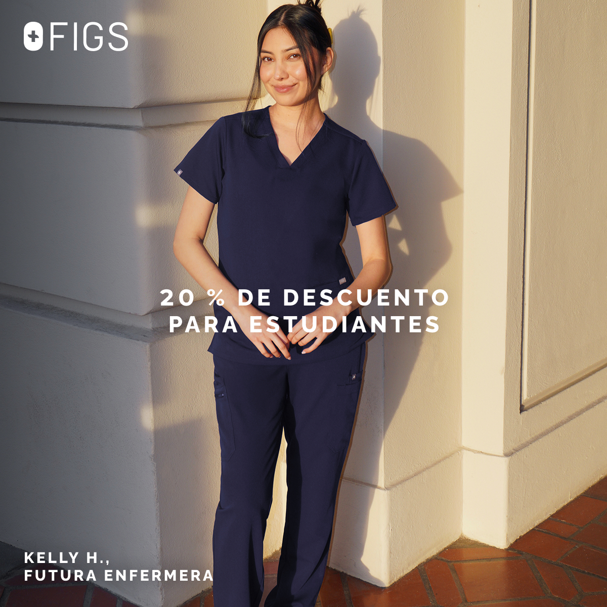 FIGS Facebook ad: 20% descuento para estudiantes