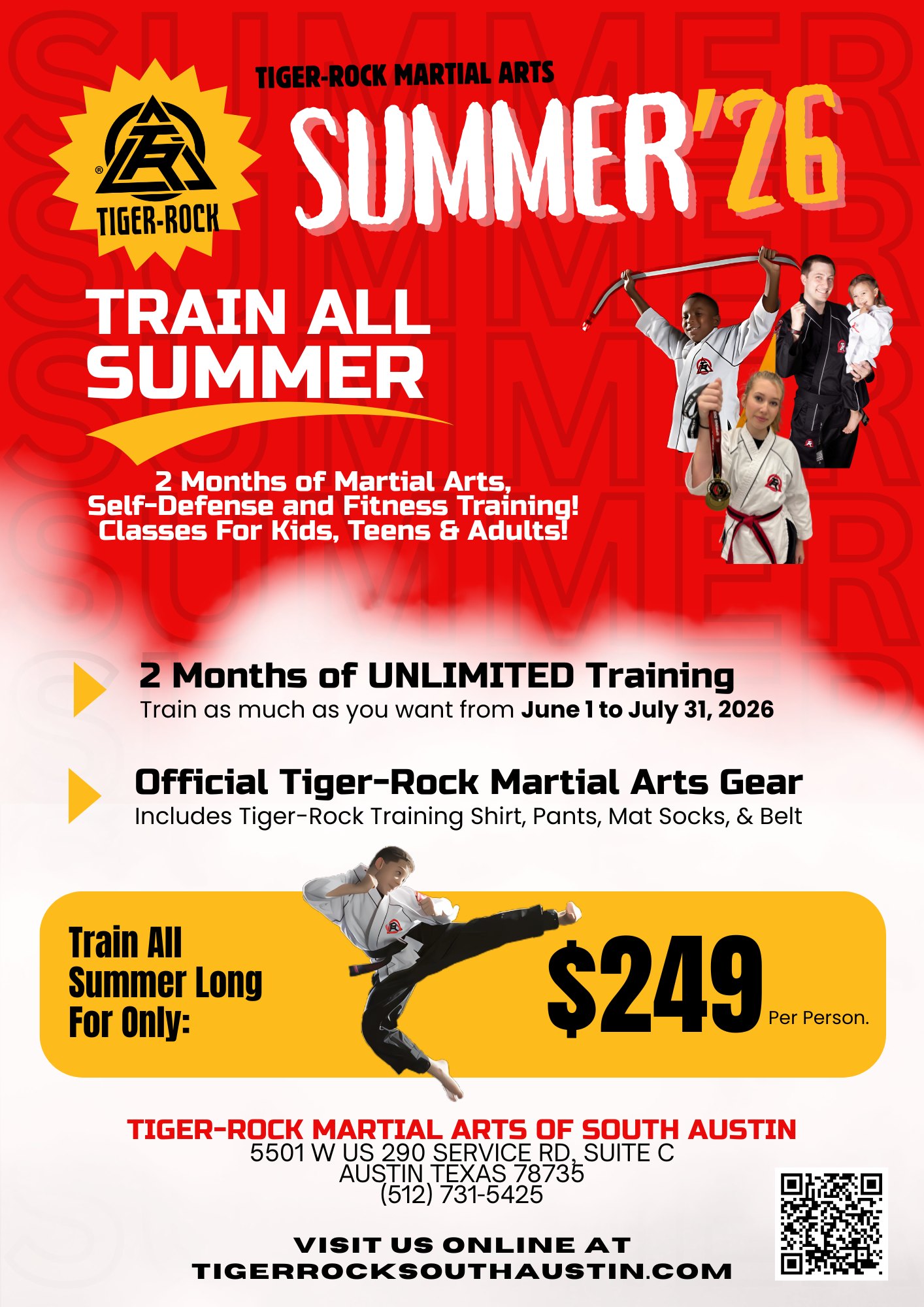 Tiger-Rock Martial Arts of South Austin Facebook ad: Stay active all summer.