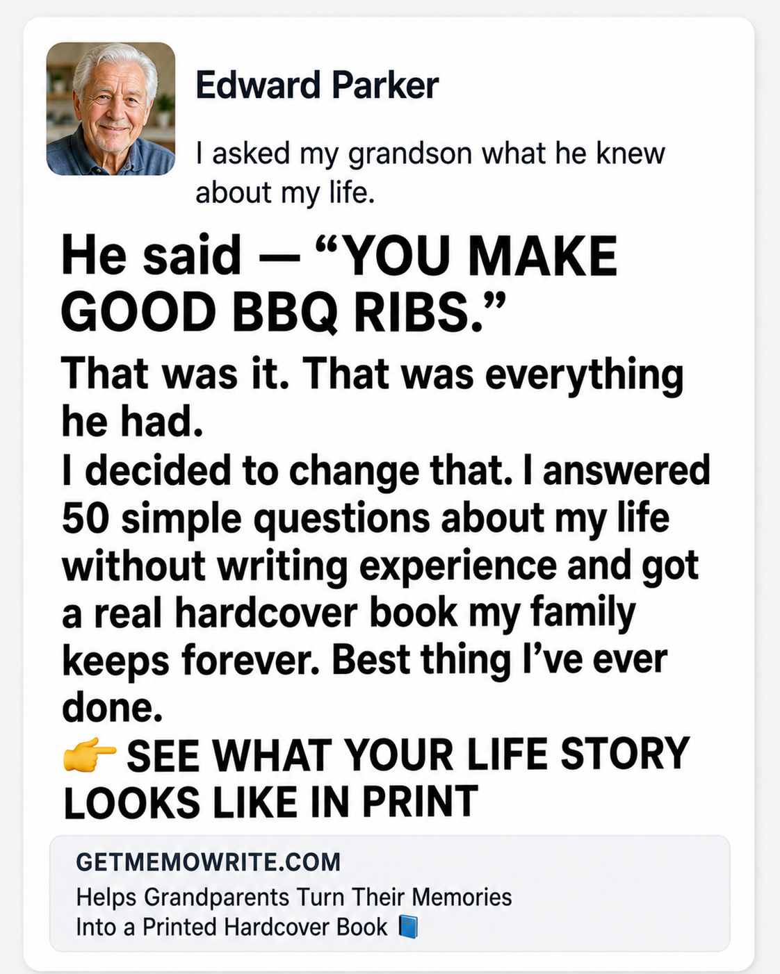 Memowrite Facebook ad