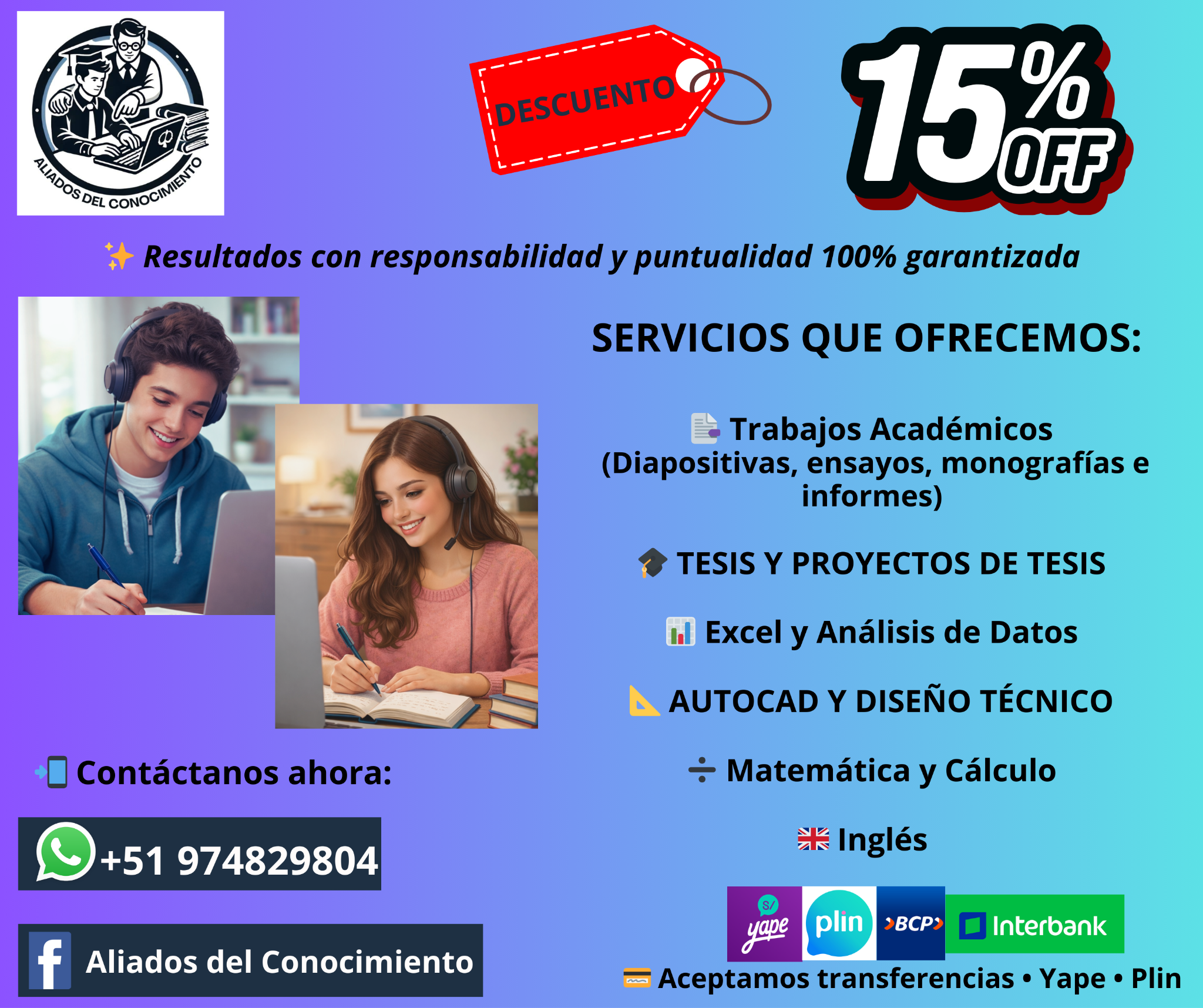 Aliados del Conocimiento Facebook ad: Chatea con nosotros
