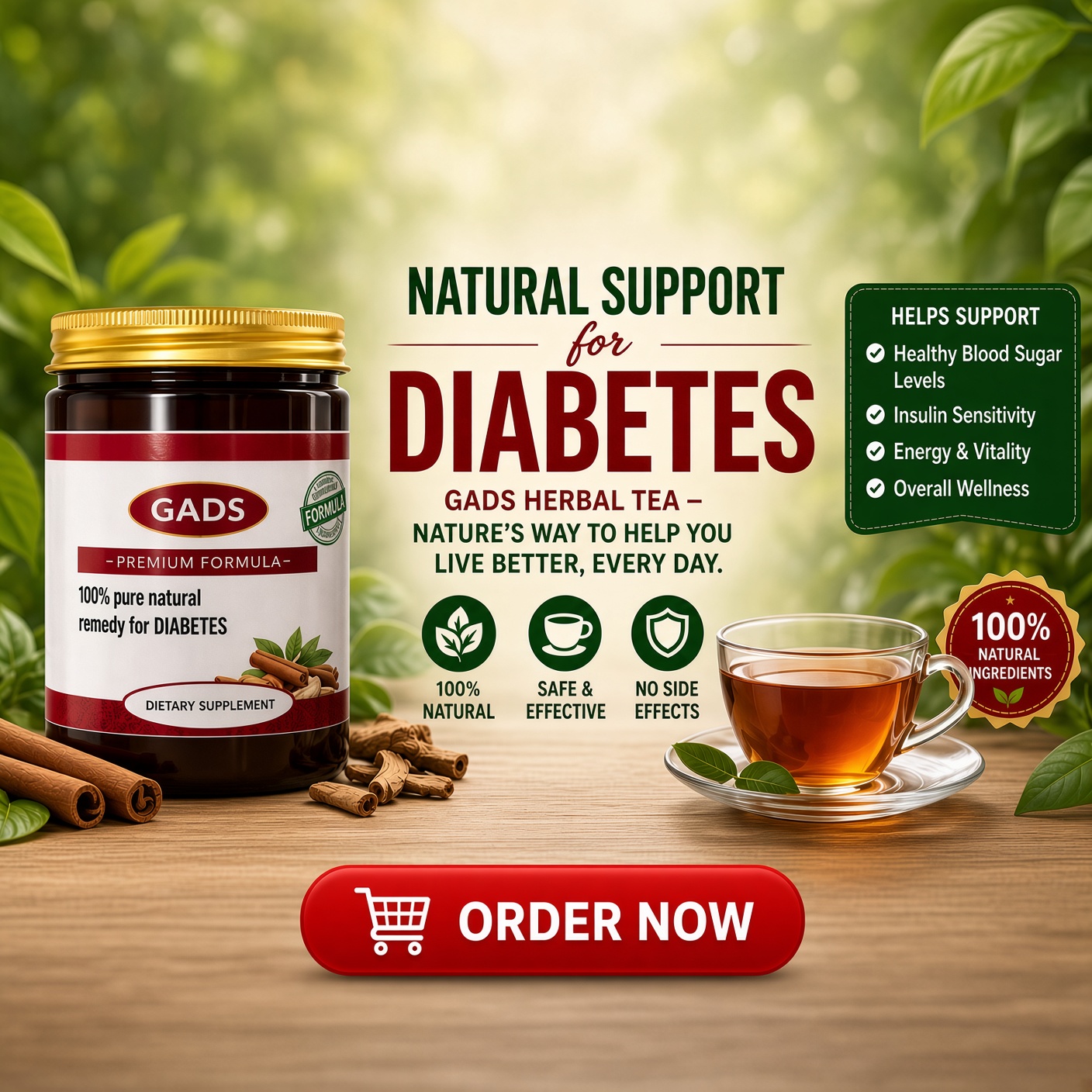 PureWell Herbal Products Facebook ad: Reverse Your Diabetes Complications With GADS Today