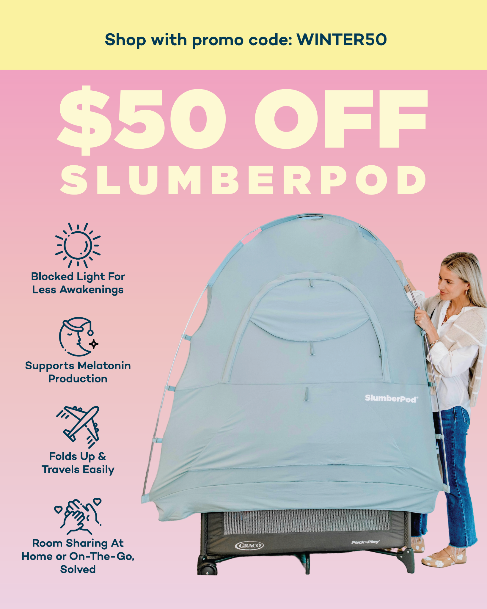 SlumberPod Facebook ad
