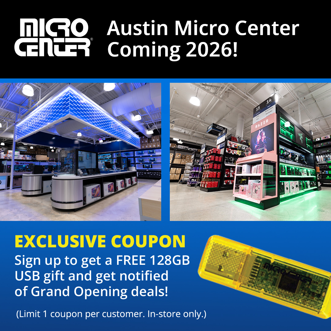 Micro Center Facebook ad: Austin Micro Center Coming Soon!