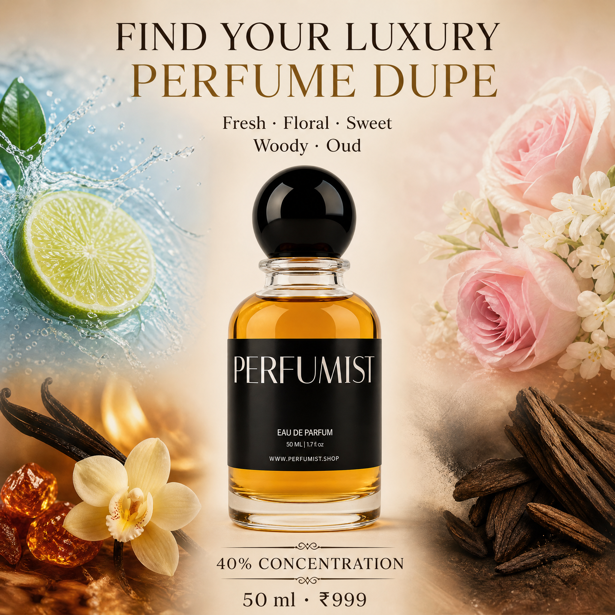 Perfumist Facebook ad: Luxury Perfume Dupes at ₹999