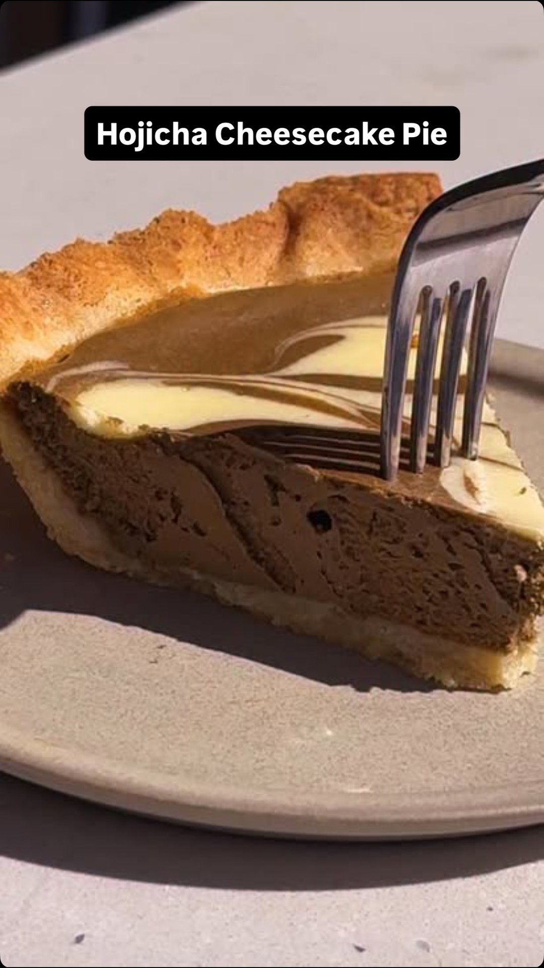 NYT Cooking Facebook ad: @heysueli’s Hojicha Cheesecake Pie recipe is free for…