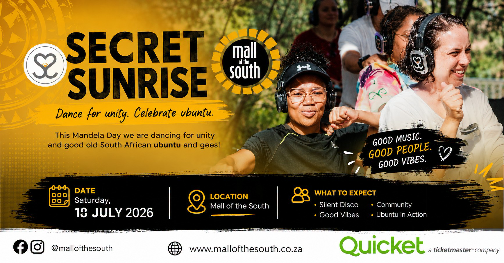 Secret Sunrise Johannesburg Facebook ad: Secret Sunrise | Mandela Day