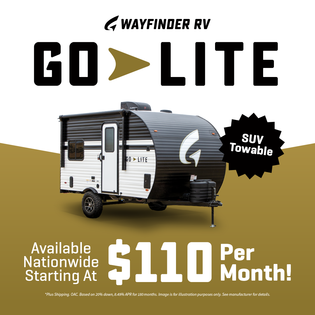 Wayfinder RV Facebook ad: SUV towable. Available now in Perris, CA.