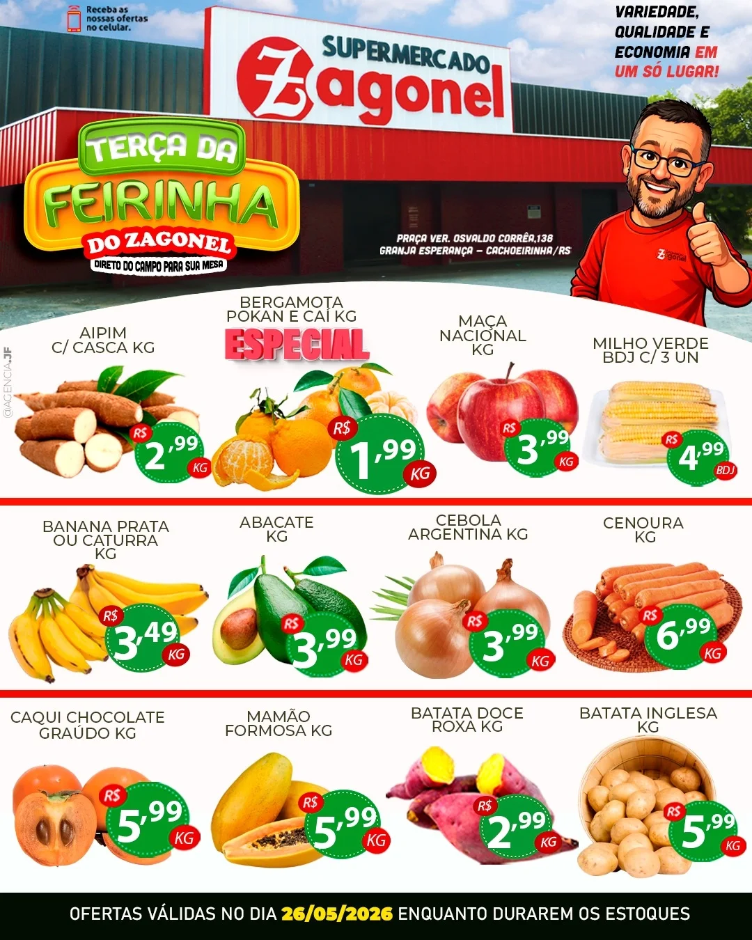 Supermercado Zagonel Facebook ad: Terça-feira é o dia da feirinha do Supermercado…