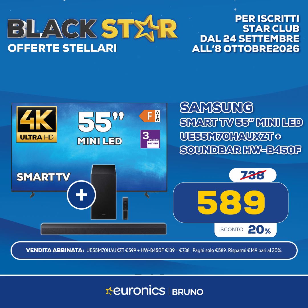 Bruno Euronics Facebook ad: Ti aspettiamo in negozio.