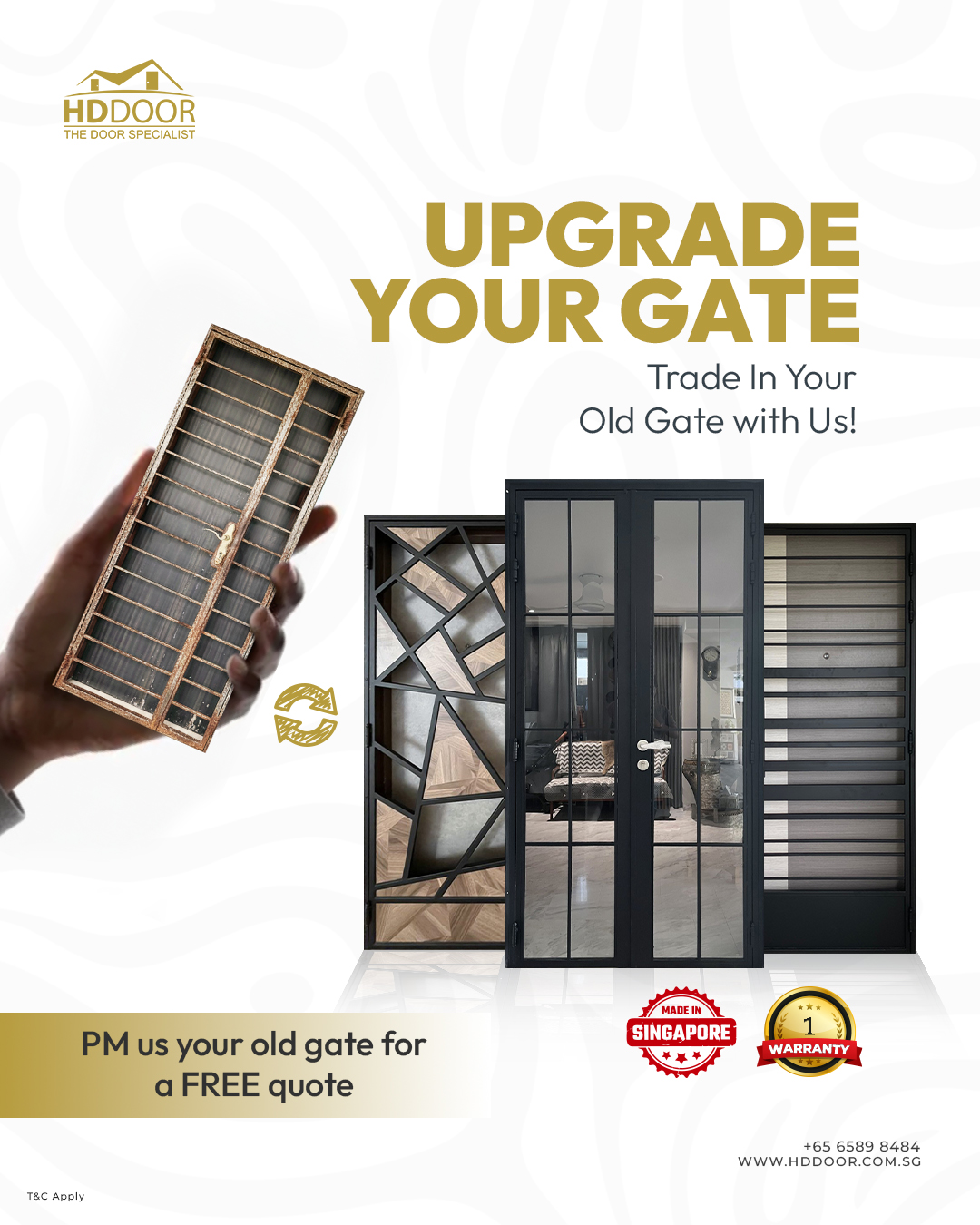 HDDoor Pte Ltd Facebook ad: PM Us Your Old Gate Photo