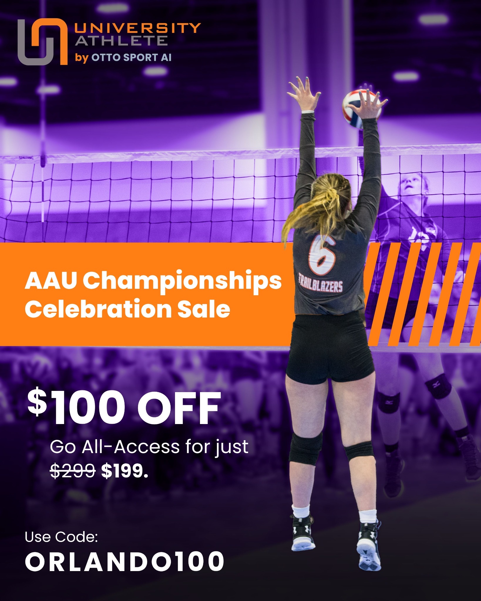 University Athlete Recruiting Facebook ad: Save $100 during the Championship Sale