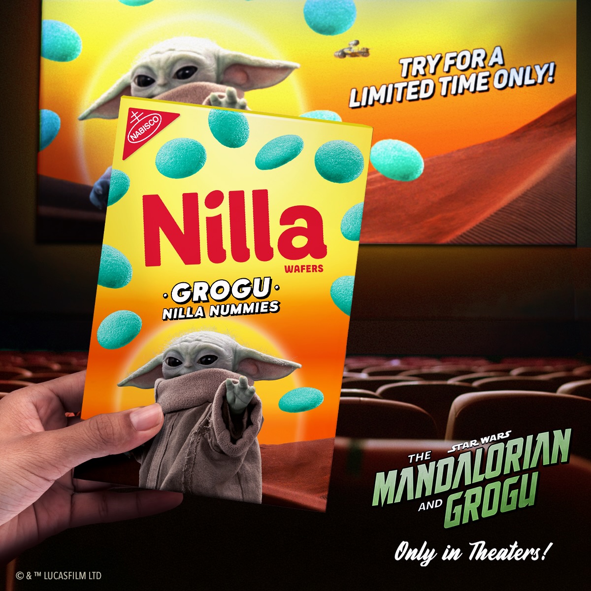 Nilla Wafers Facebook ad: NILLA Wafers Grogu NILLA Nummies, Vanilla Wafer Cookies…