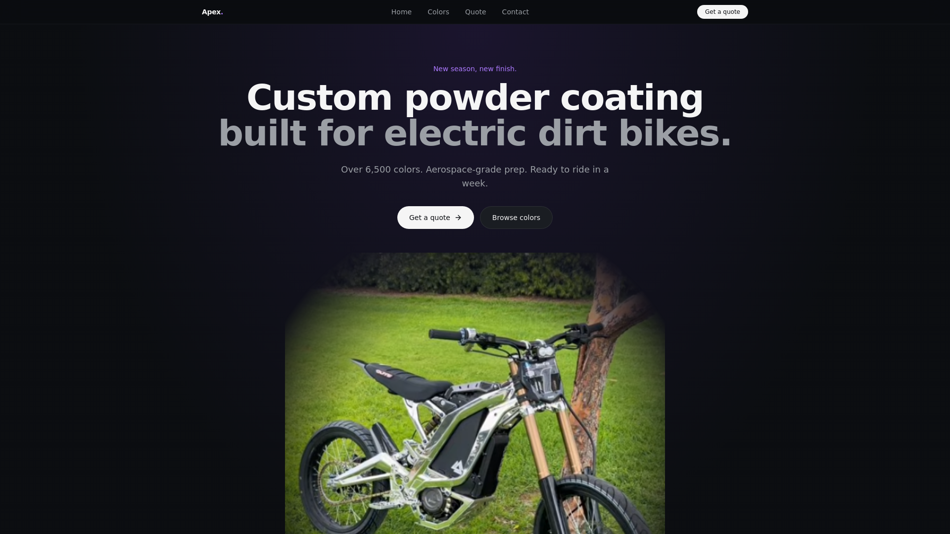 Apex powder coating Facebook ad: Your Build Is One Click From Done
