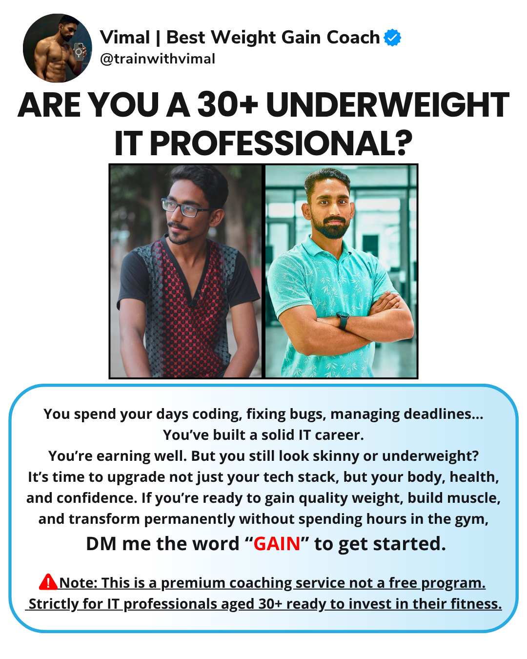 Train with Vimal Facebook ad