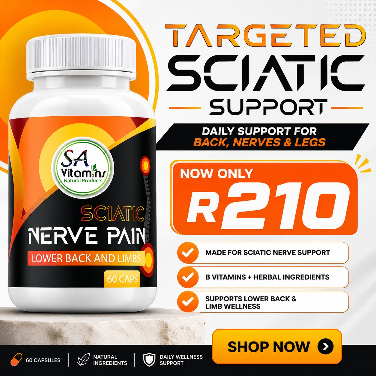SA Vitamins Online Facebook ad: Support Back & Leg Comfort