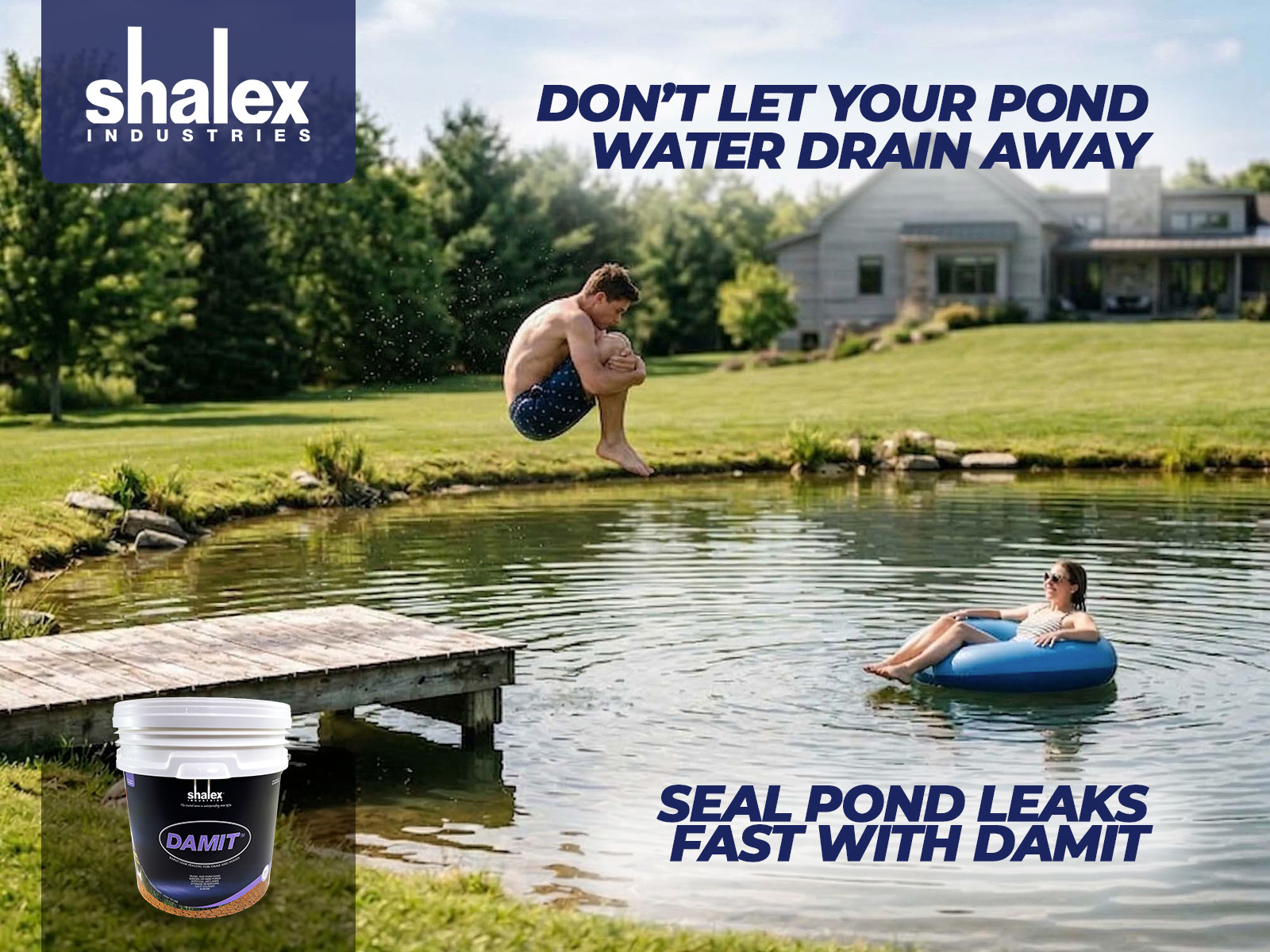 Shalex Industries Facebook ad: Stop Pond Leaks