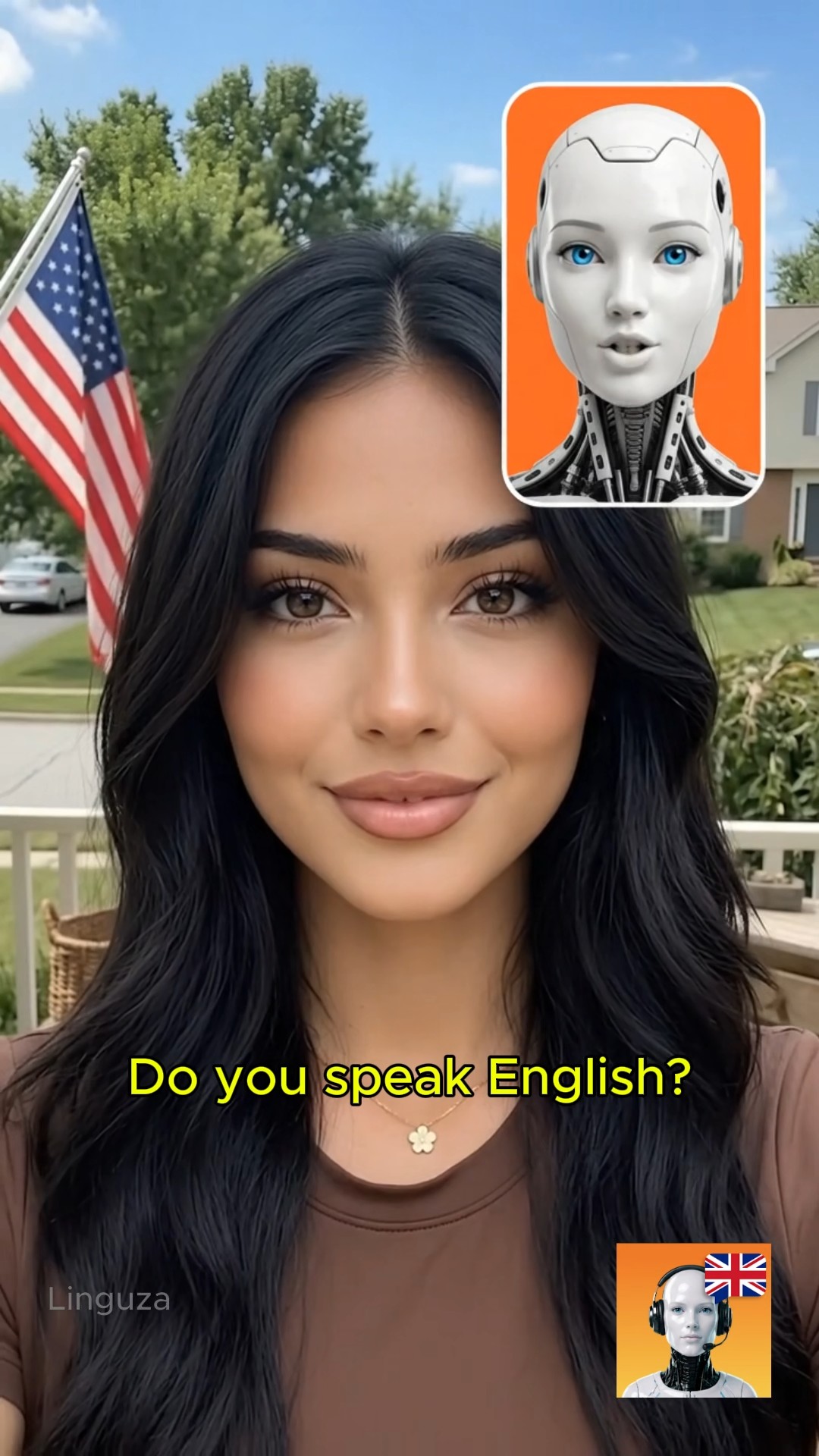 Linguza: AI English Tutor Facebook ad: Try free now!
