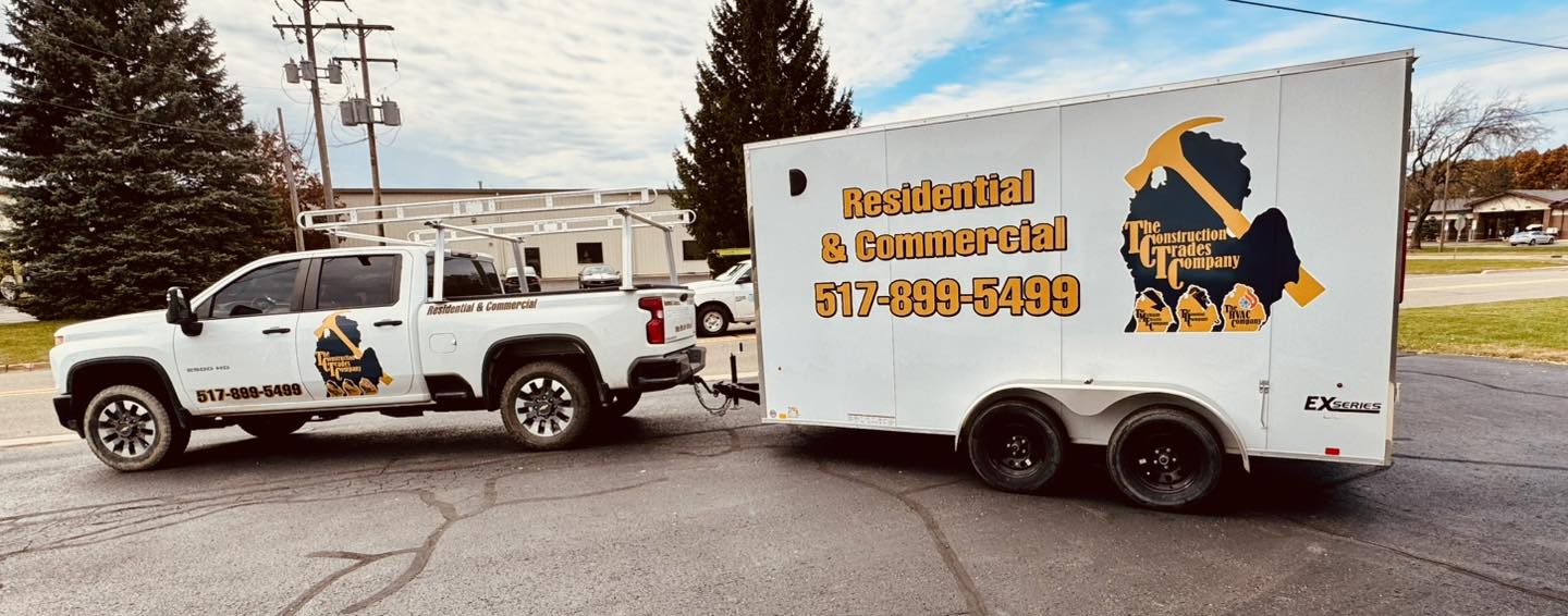The Construction Trades Company Facebook ad: Expert Plumbing, Electrical & HVAC Services.