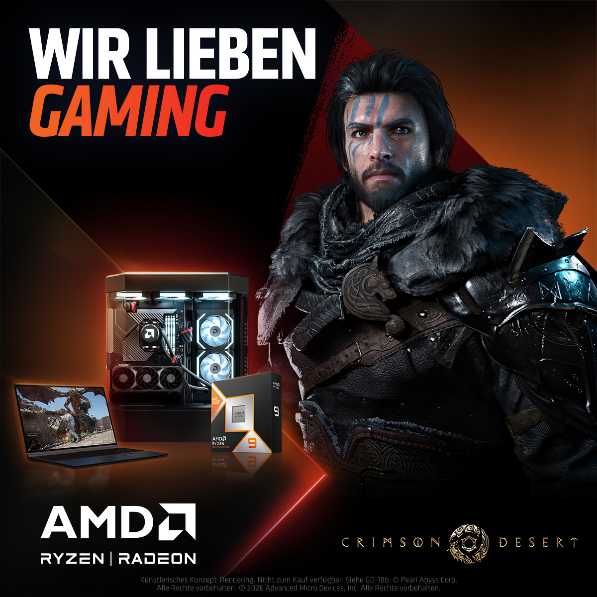 AMD Gaming Facebook ad: WIR LIEBEN GAMING
