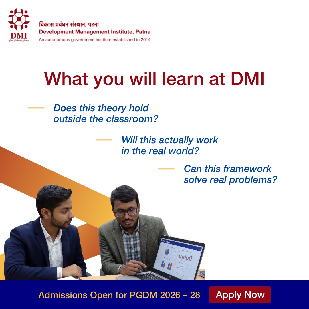 Development Management Institute Facebook ad: PGDM at DMI is MBA+.