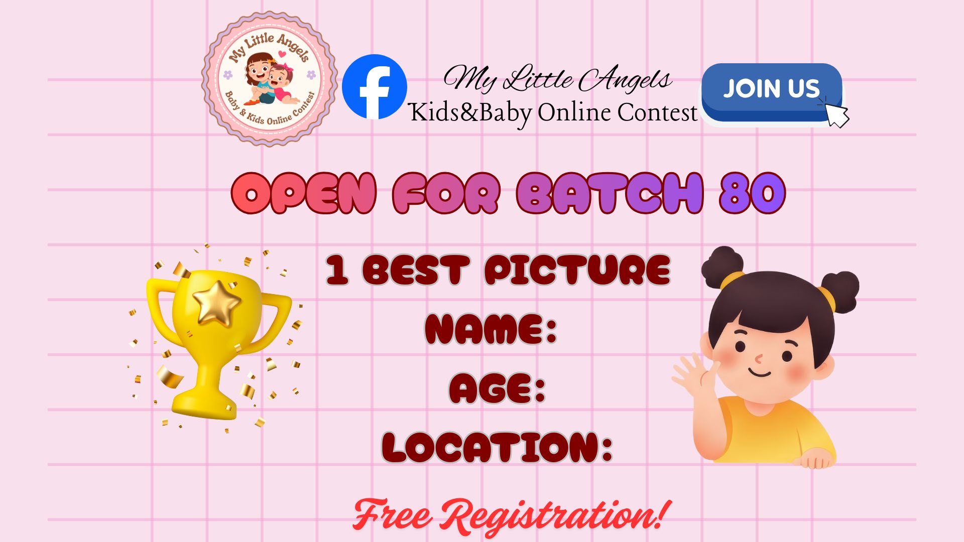 My Little Angels Contest Facebook ad: 80 SLOTS AVAILABLE!
