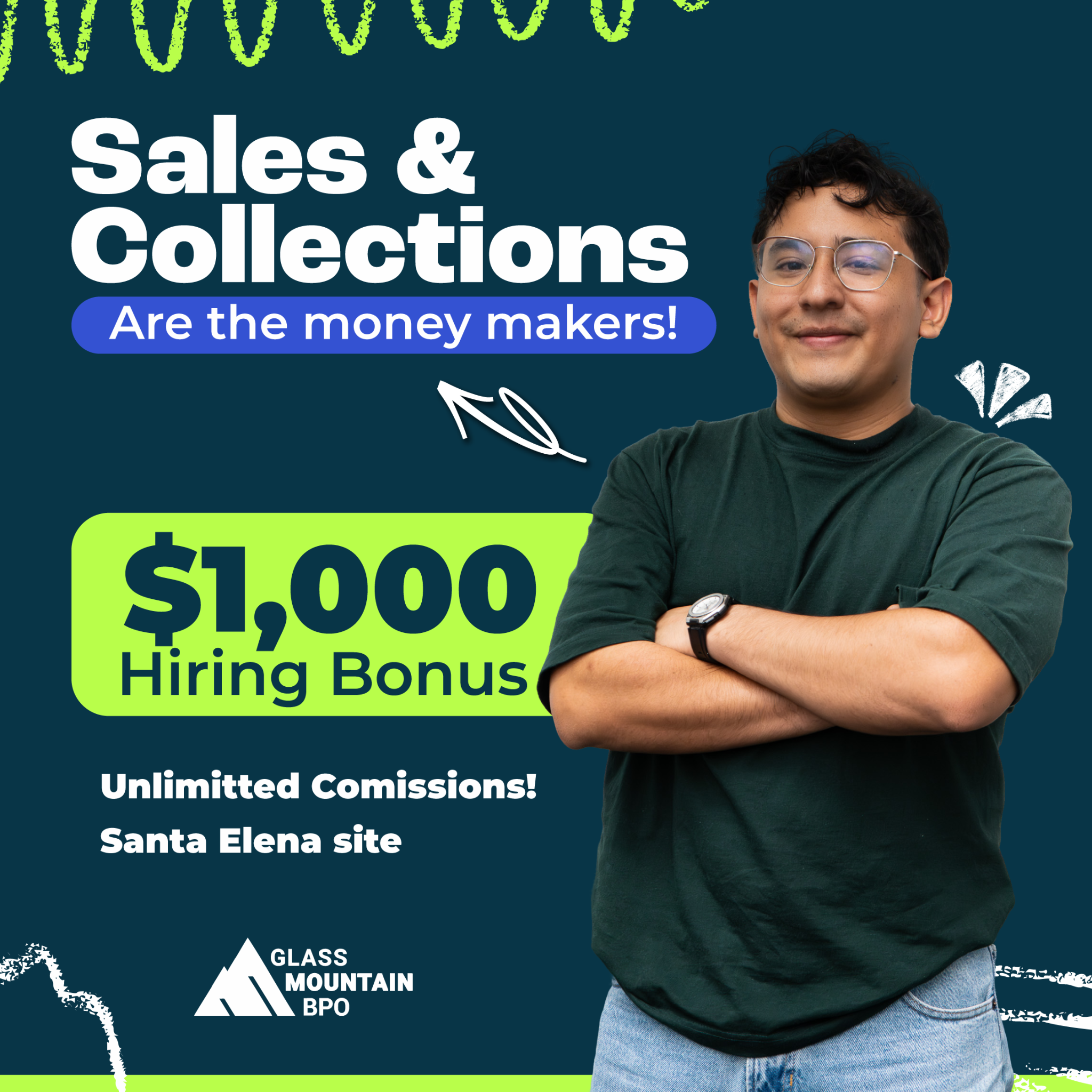 Glass Mountain BPO Facebook ad: Your next opportunity starts here!