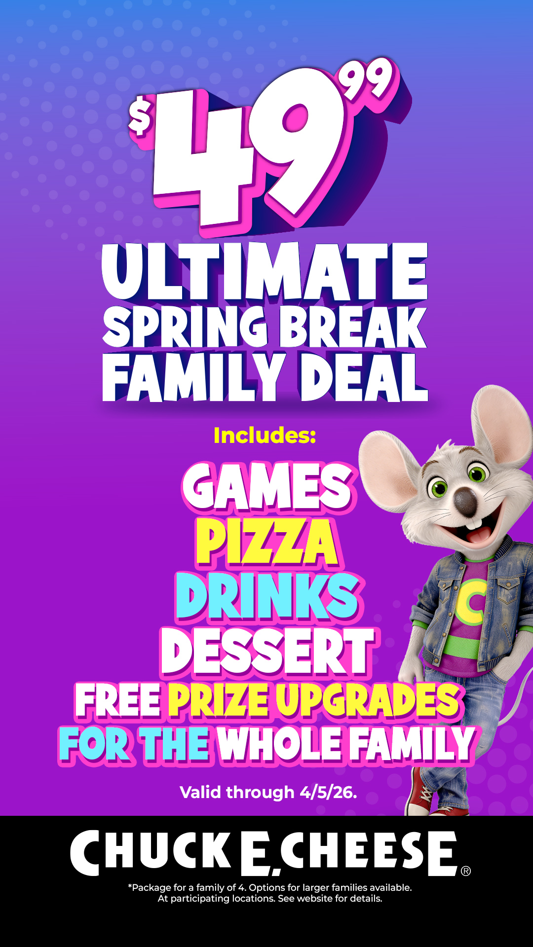 Chuck E. Cheese Facebook ad