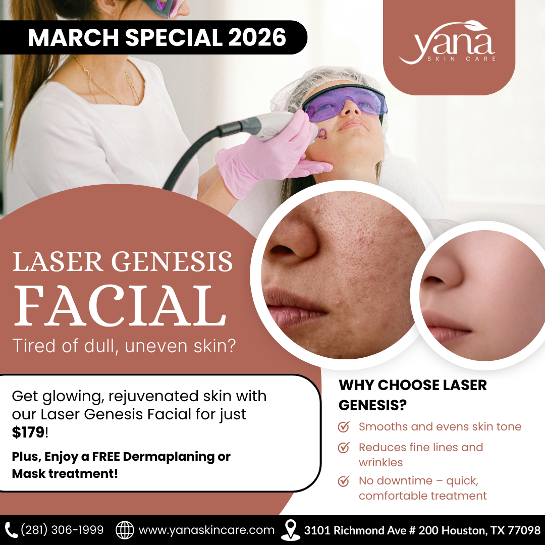 Yana Skin Care Facebook ad: Laser Genesis Facial, $179 + FREE Dermaplaning