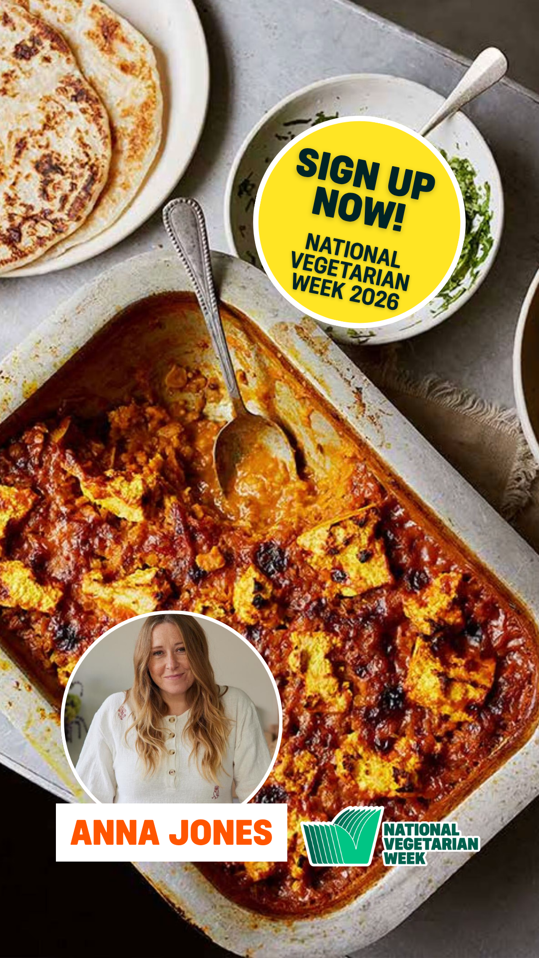 The Vegetarian Society Facebook ad: SIGN UP. GET FREE RECIPES. WIN.