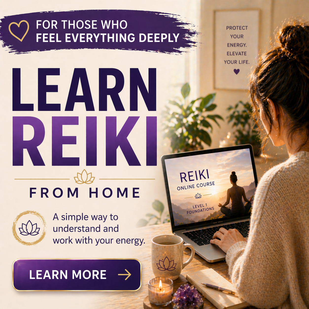 Reiki Infinite Healer Course Facebook ad