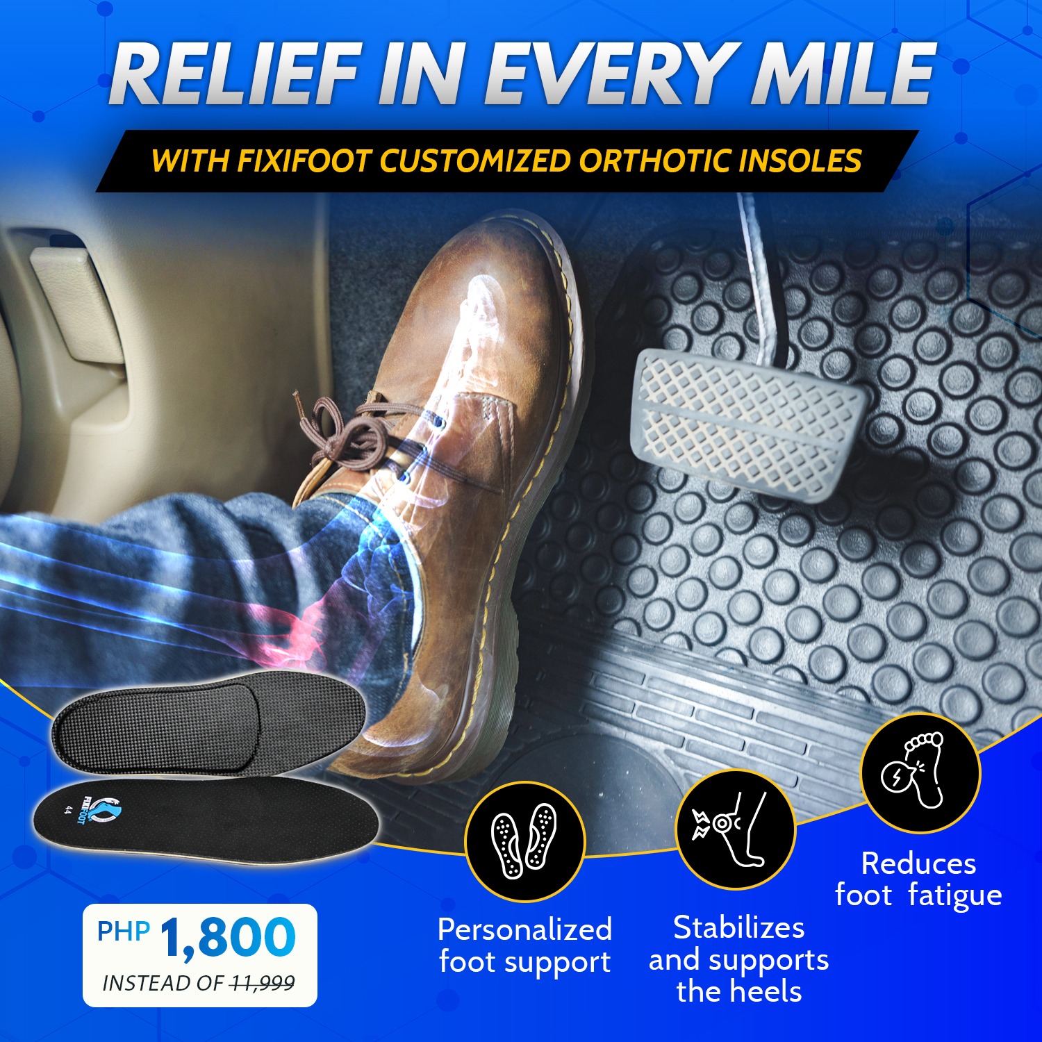 Fixifoot Philippines Facebook ad: Relief In Every Miles with Fixifoot