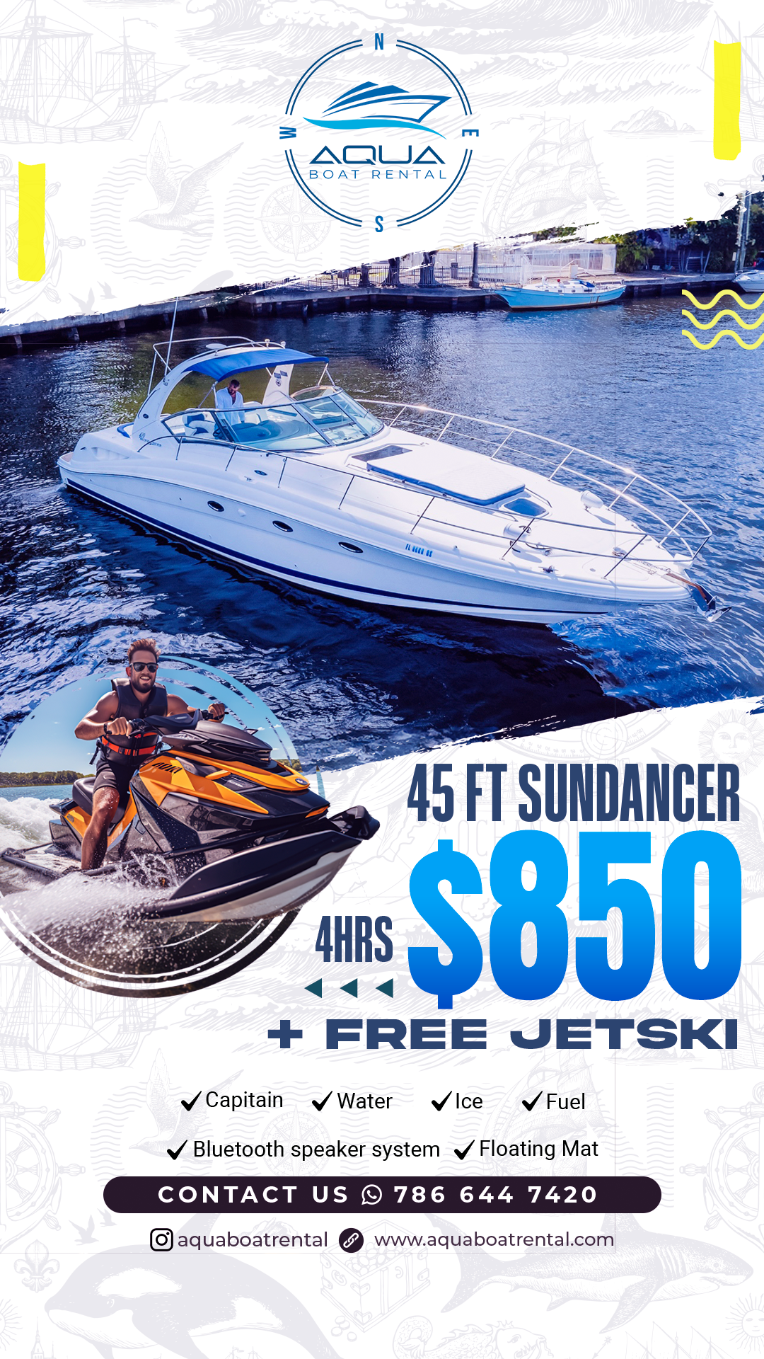 AQUA Boat Rental Facebook ad from Jan 3, 2026