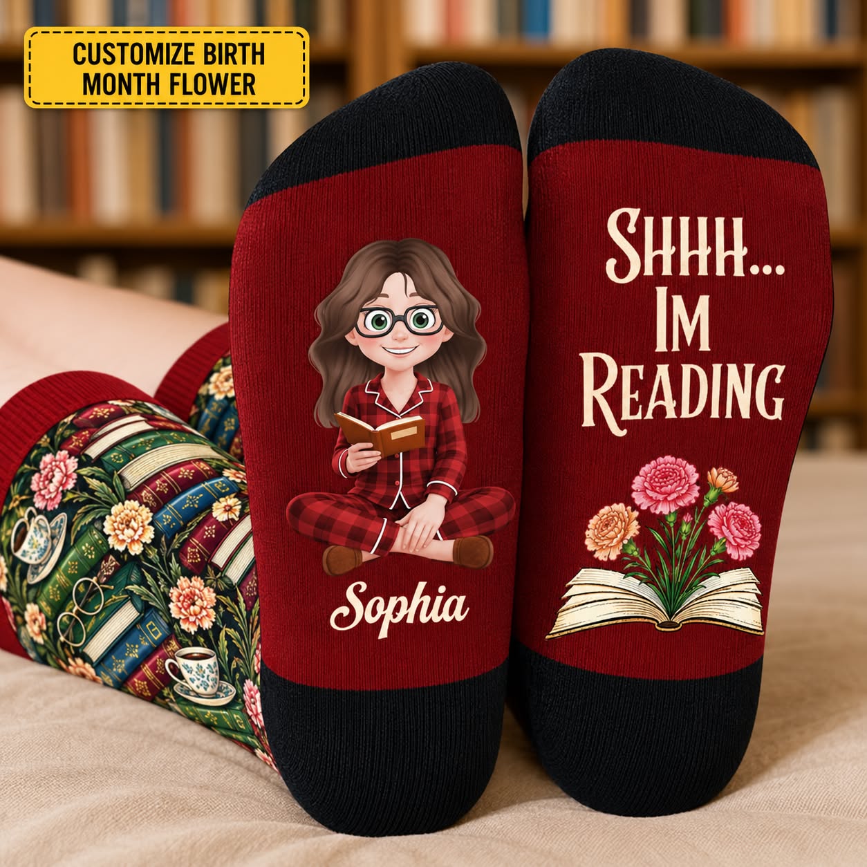 Personal Chic - Family Gifts Facebook ad: Personalized Book Lover Socks