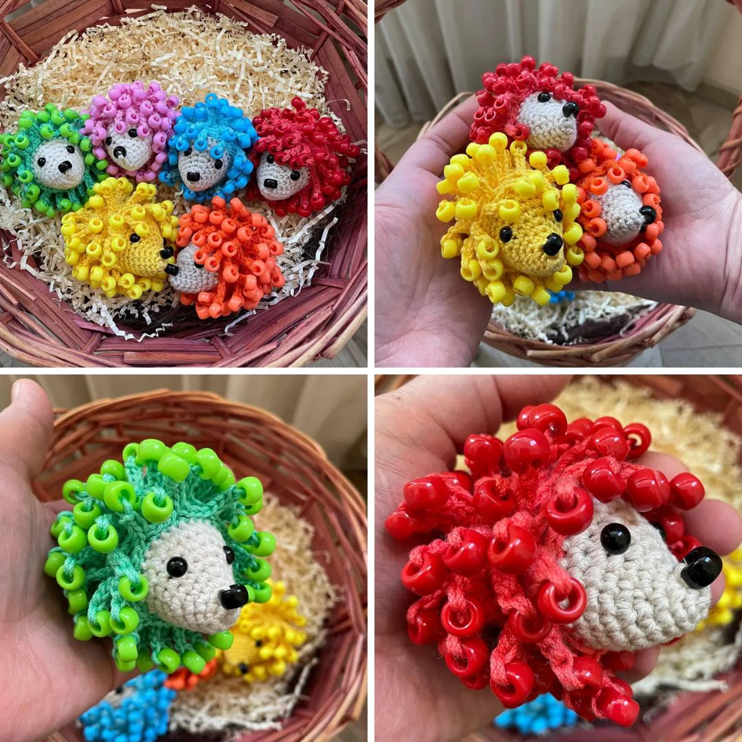 Yarnelleshop Facebook ad: Baby Hedgehog Crochet Pattern - Sensory Fidget Toy with…