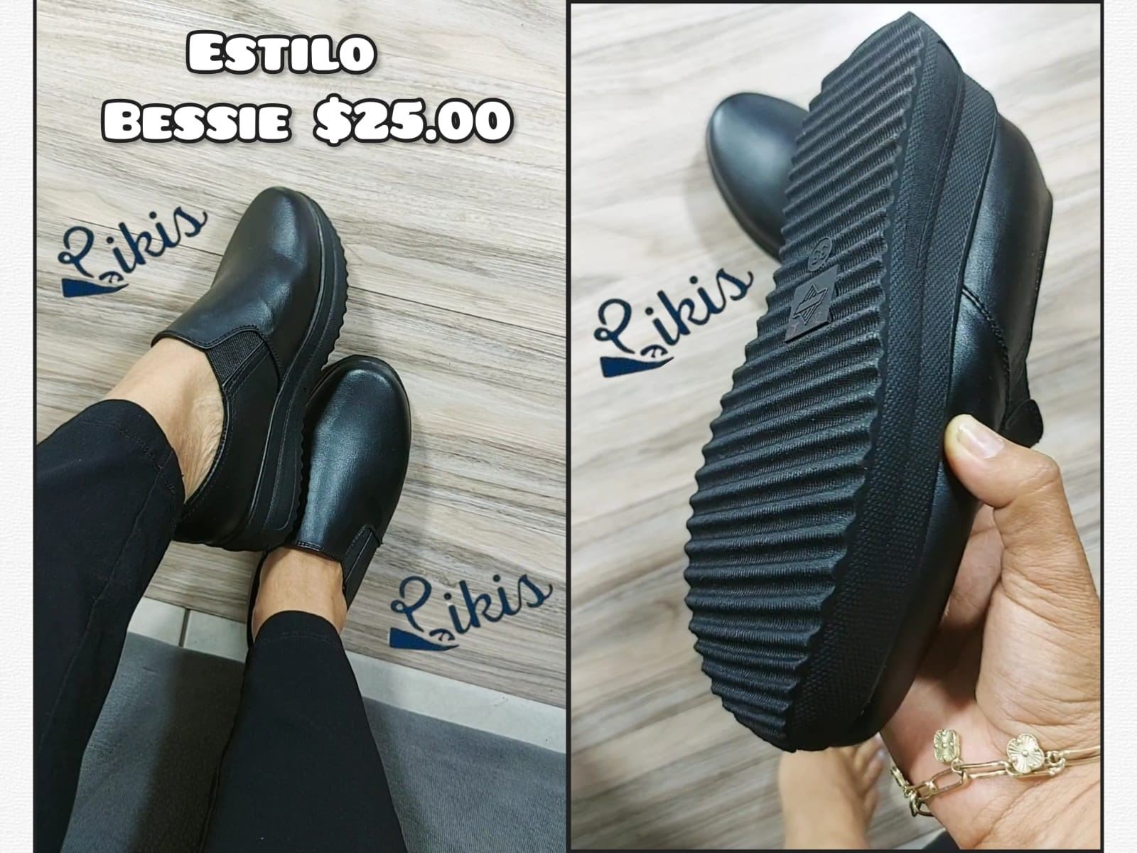 Kikis Sandalias Facebook ad: Estilo; Bessie con suela antideslizante, en material lustre…