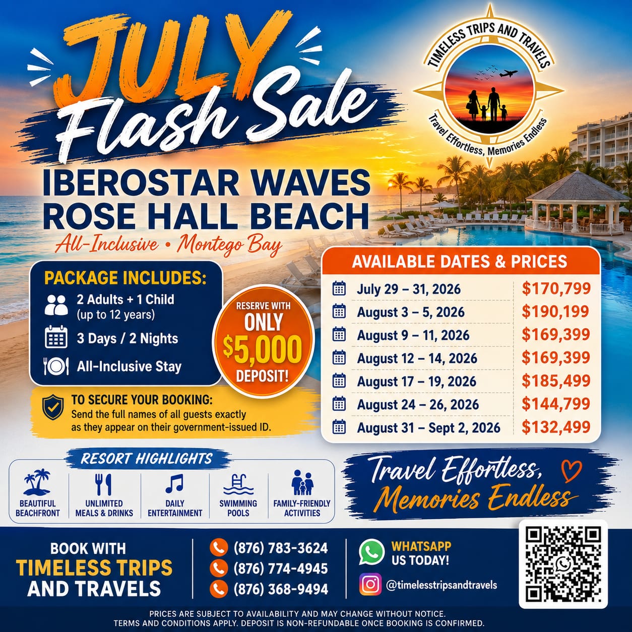Timeless Trips and Travels Facebook ad: JULY FLASH SALE IS HERE