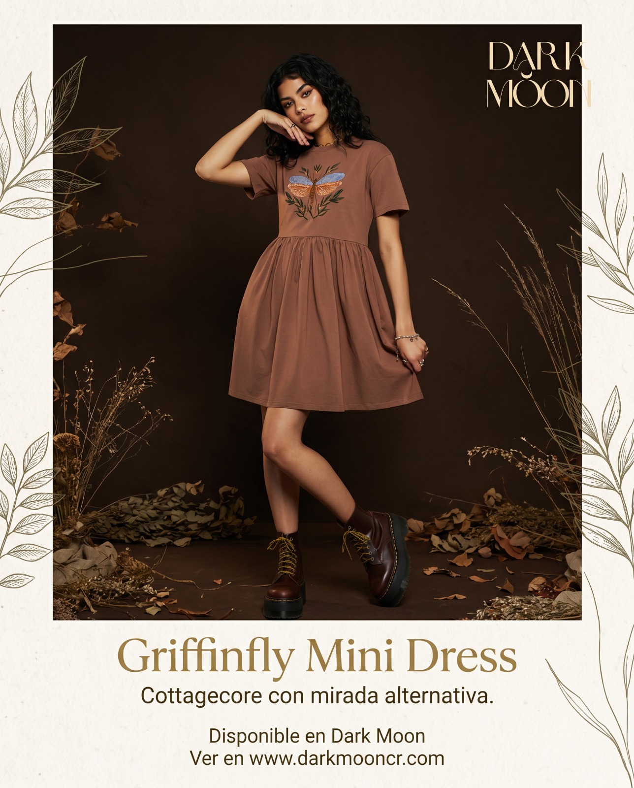 Dark Moon Store C R Facebook ad: Griffinfly Mini Dress, cottagecore alternativo en algodón…