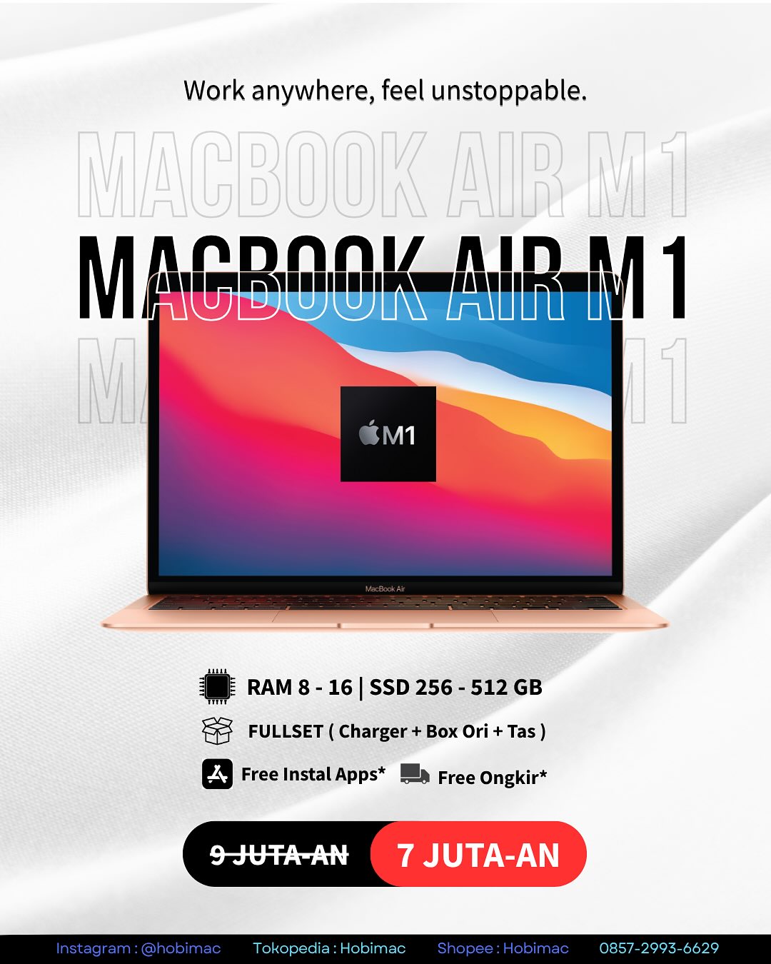 hobimac Facebook ad: LIMITED STOCK! MacBook Air M1, Siap Tempur &…