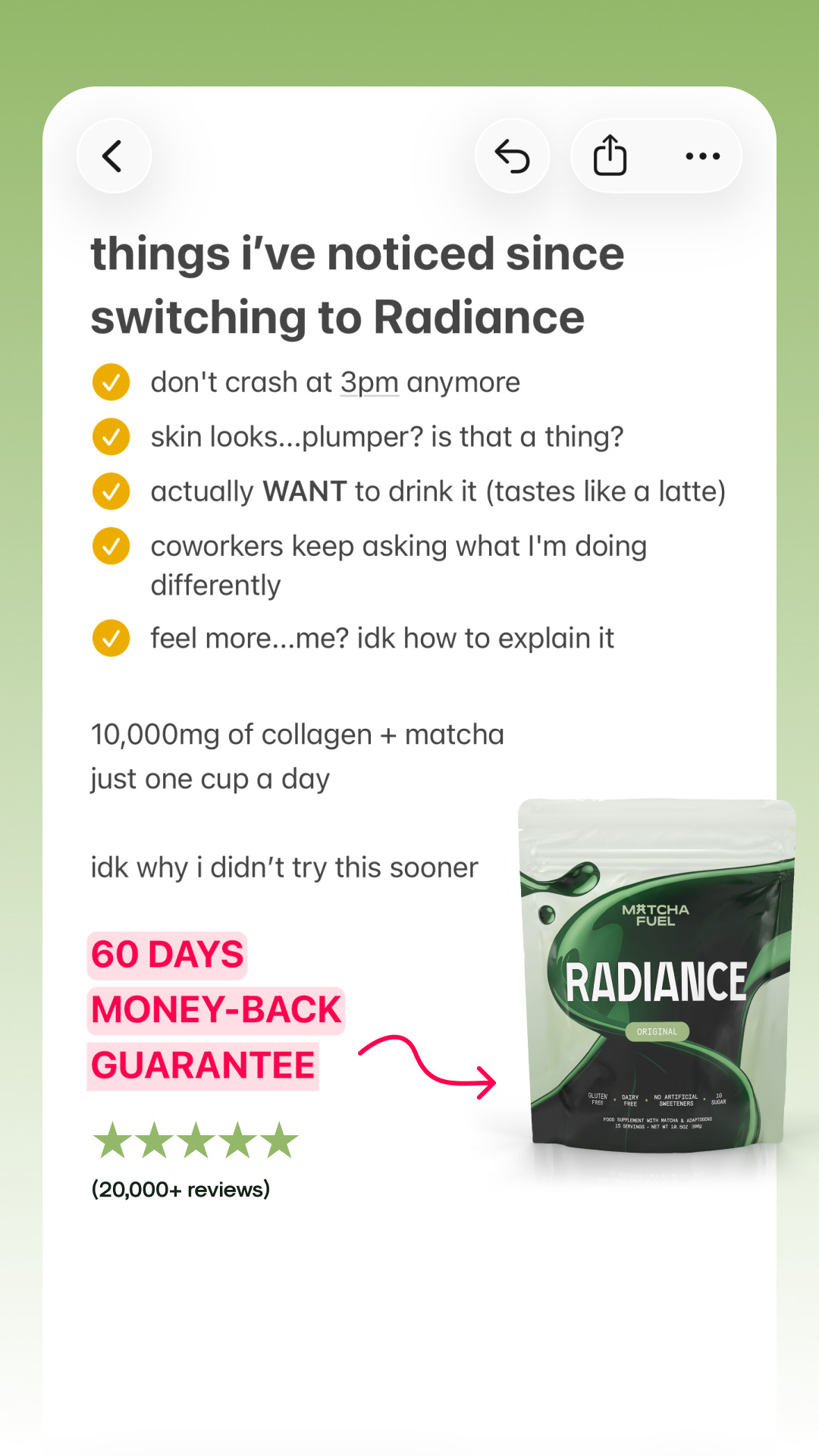 Matcha Fuel Facebook ad