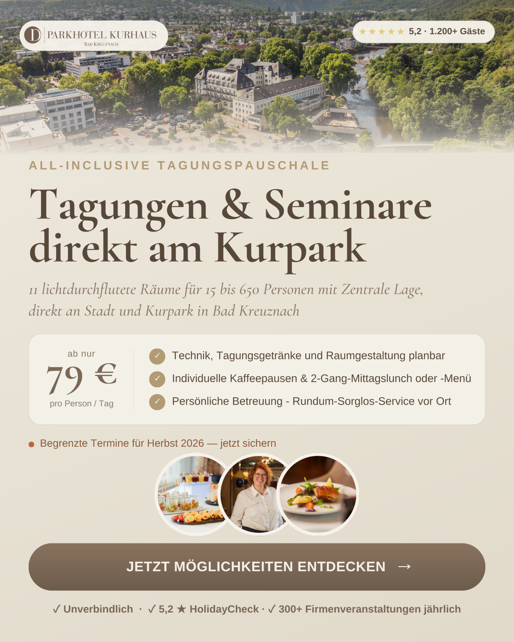 Parkhotel Kurhaus Bad Kreuznach Facebook ad: Ihre Tagung in Bad Kreuznach anfragen