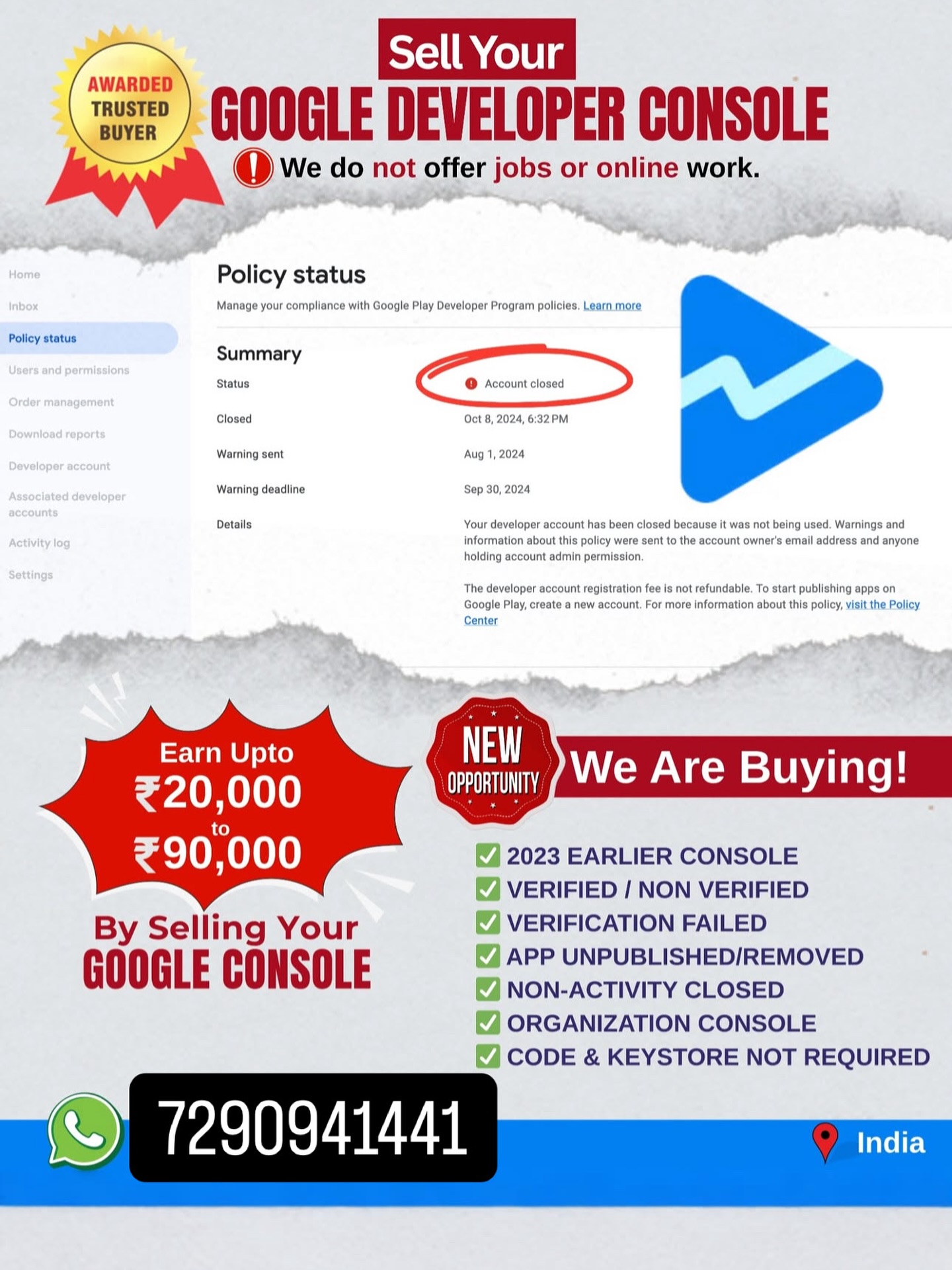 developmentzone77 Facebook ad: Whatsapp now at +917290941441