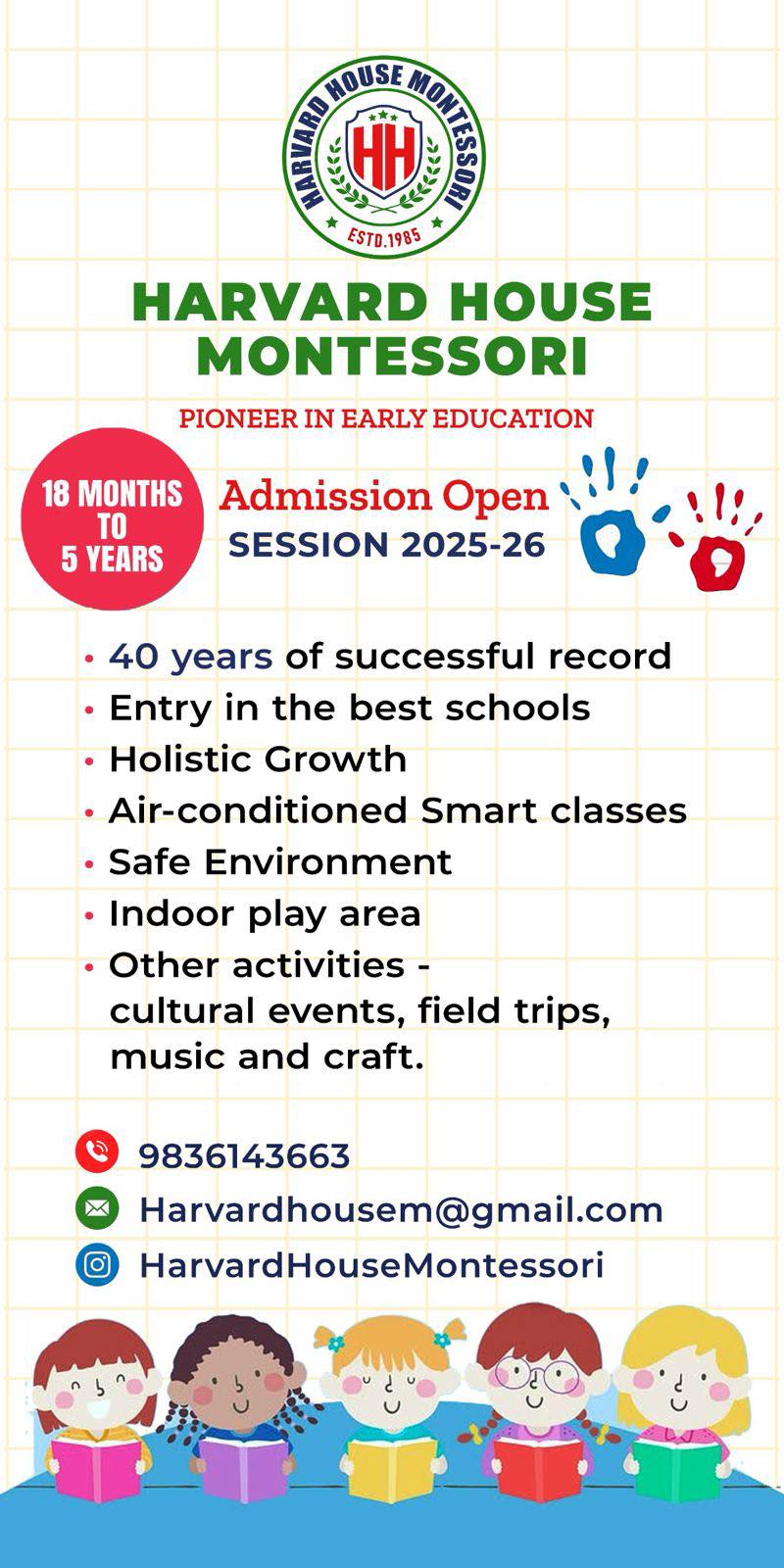 Harvard House Montessori Facebook ad: Established 1985, this montessori has thousands of success…