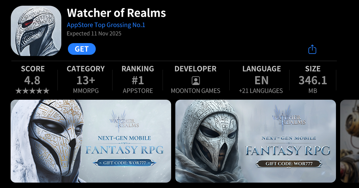 Watcher of Realms Facebook ad: Amazing 30x Coming Today