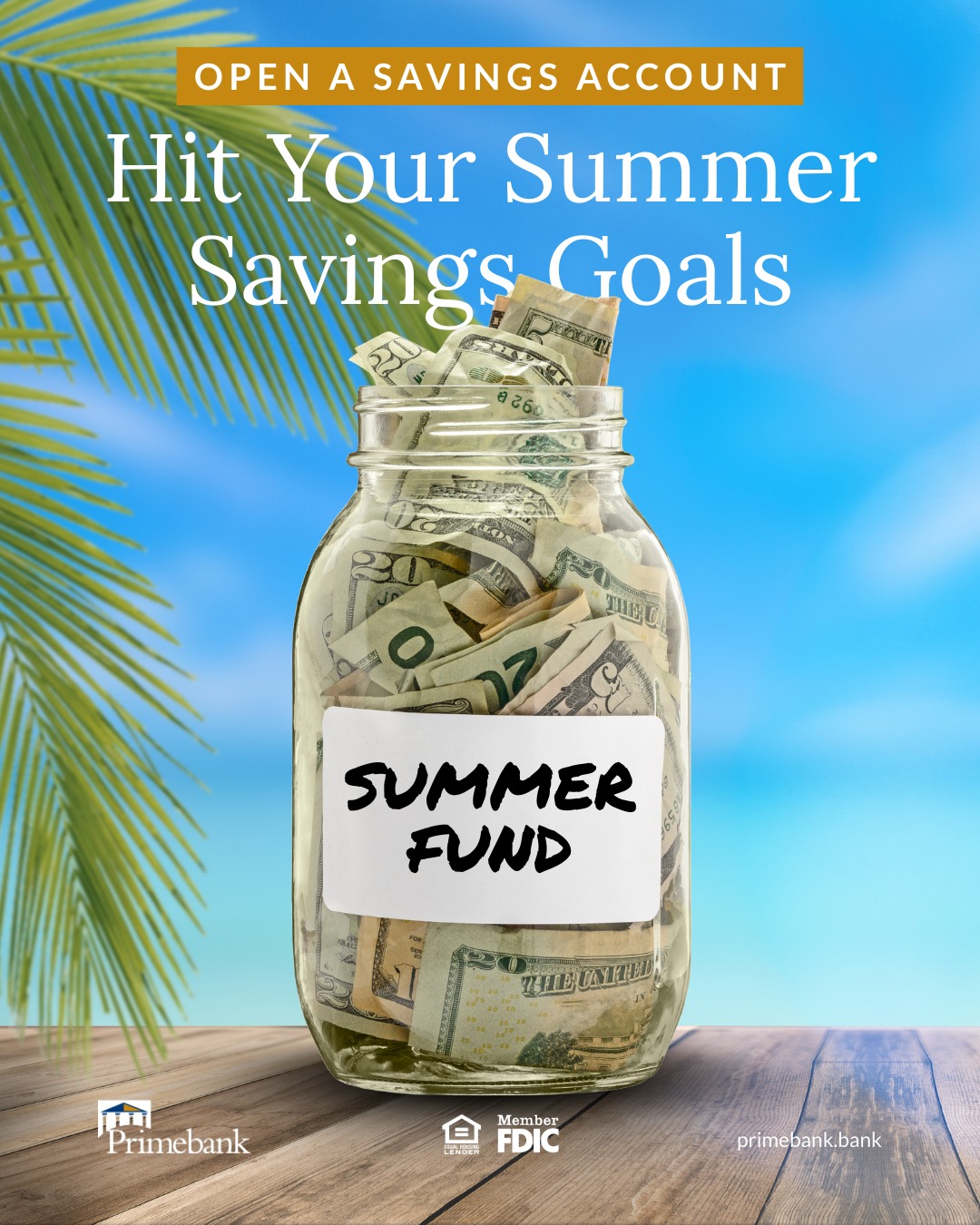 Primebank Facebook ad: Summer plans start with spring savings.